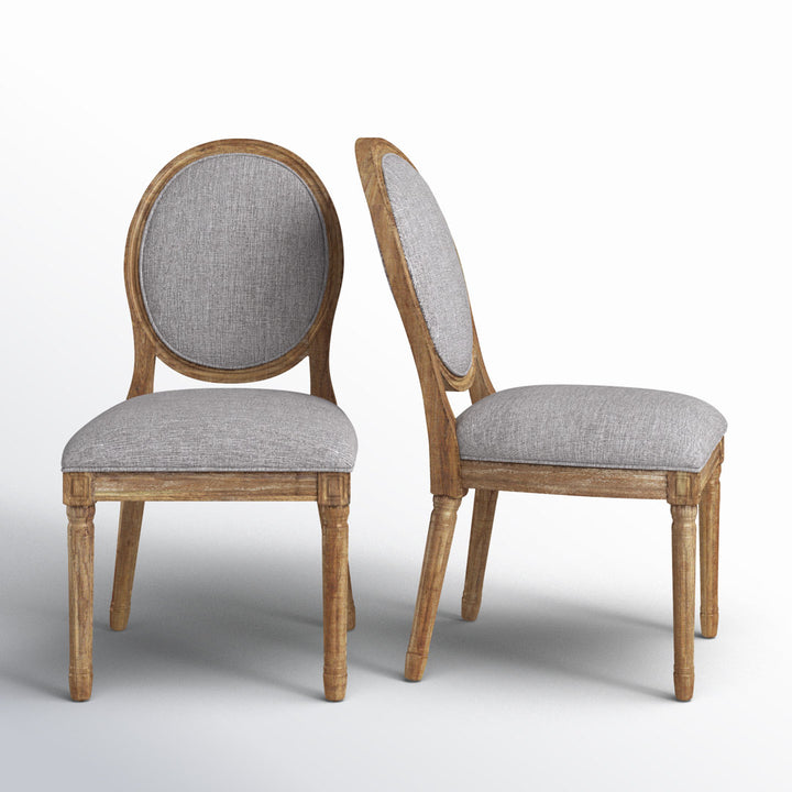 Libretto Linen Upholstered Side Chair (Set of 2) Kelly Clarkson Home Color: Gray Linen, Leg Color: Natural