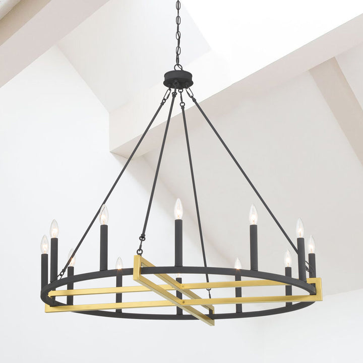 Avalee 12 - Light Living Room Steel Dimmable Wagon Wheel Chandelier UL Certified Lark Manor™ Finish: Black
