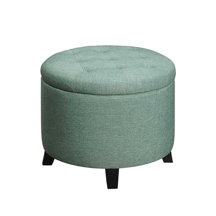 Avers 19.75" Wide Tufted Round Storage Ottoman Andover Mills™ Fabric: Green Fabric