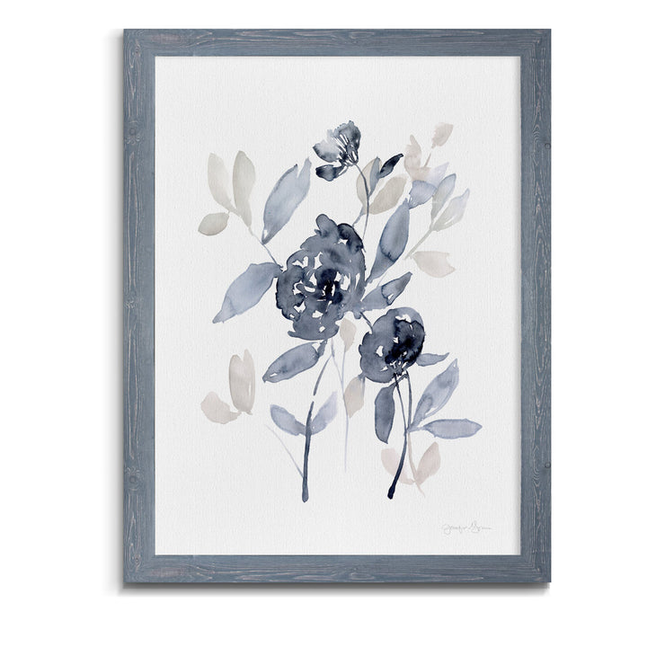 Peonies In Gray I' - Picture Frame Print on Glass Winston Porter Size: 32" H x 44" W x 1.25" D Format: Framed Gray Canvas