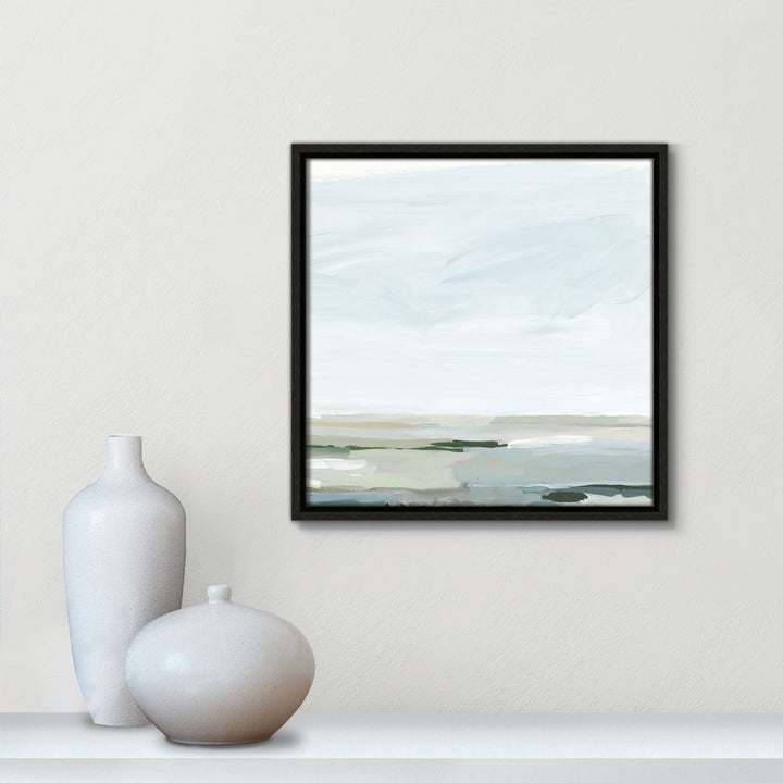 Pure Stillness - Floater Frame Painting Print on Canvas Joss & Main Size: 13.5" H x 13.5" W x 2" D Format: Espresso