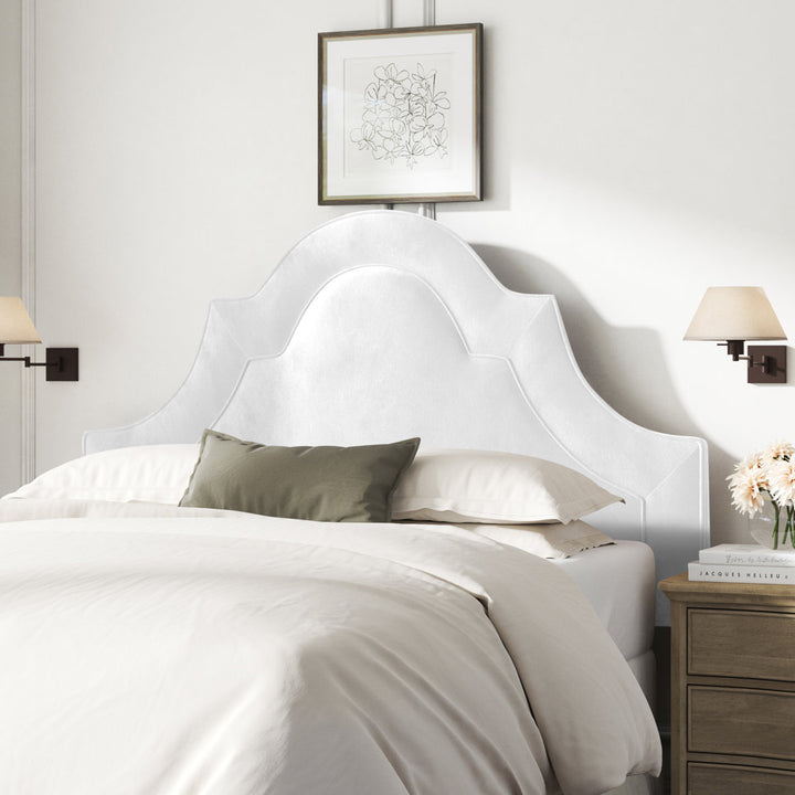 McAfee Velvet Upholstered Panel Headboard Kelly Clarkson Home Size: Full Upholstery: Classic White Velvet