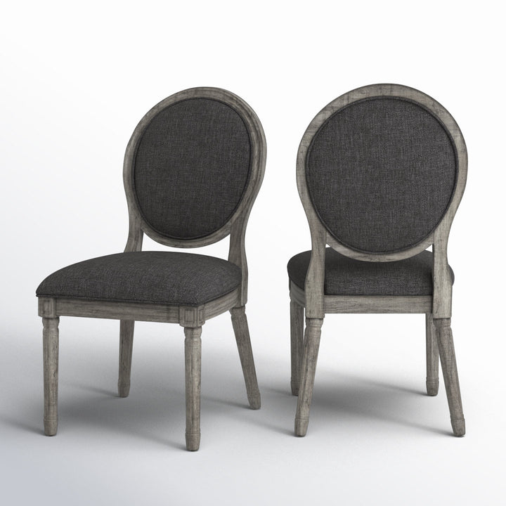 Libretto Linen Upholstered Side Chair (Set of 2) Kelly Clarkson Home Leg Color: Antique Gray Oak, Color: Dark Gray