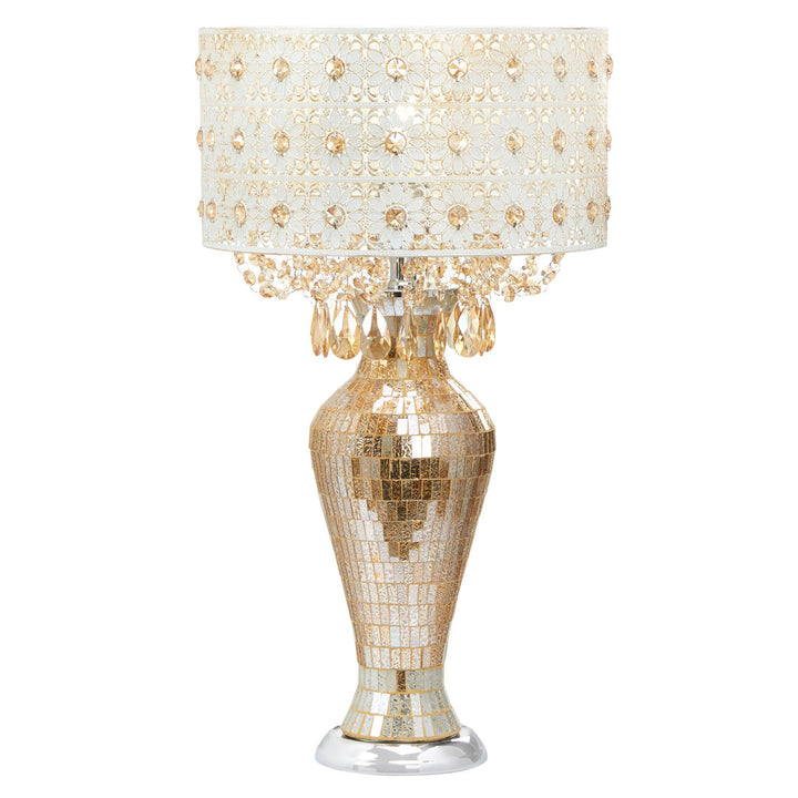 Wedgeworth 25"H Jeweled Metal and Mosaic Base Table Lamp with Cascading Crystals Willa Arlo™ Interiors