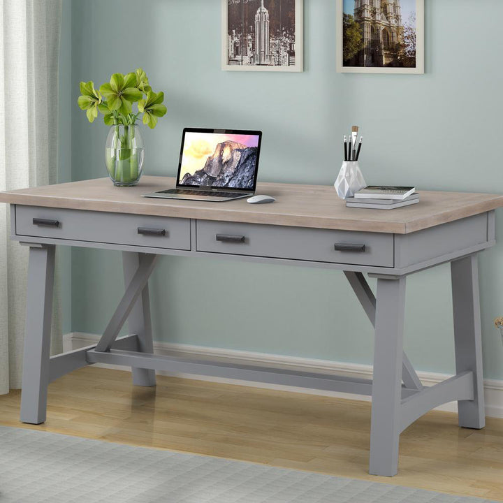 Bankston Desk with Built in Outlets Beachcrest Home™ Color: Natural/Gray
