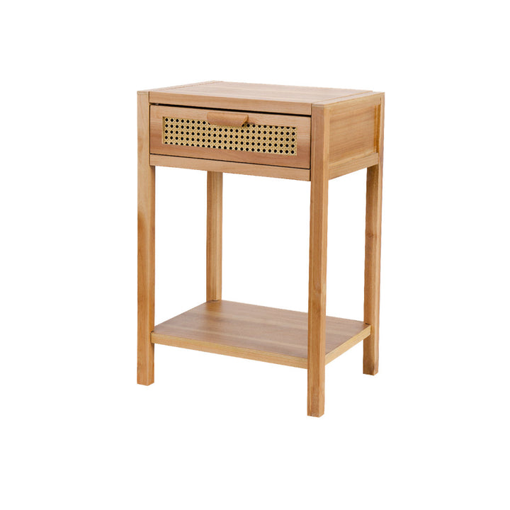 Armands Modern Minimalism Nightstand End Table Side Table with Woven Pattern Drawer and Shelf Union Rustic Color: Light Brown