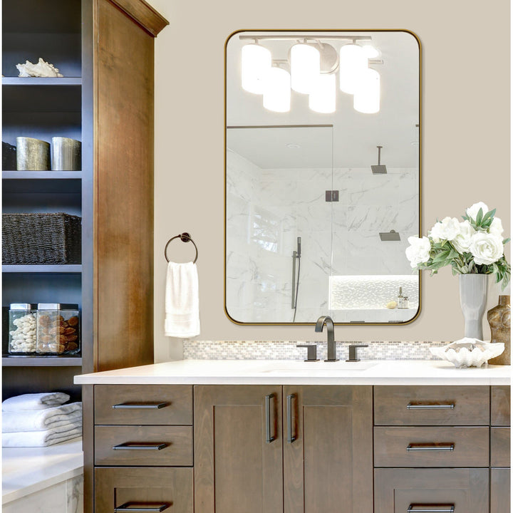 Markhai Modern Accent Mirror Orren Ellis Size: 36" x 24" Finish: Dark Champagne