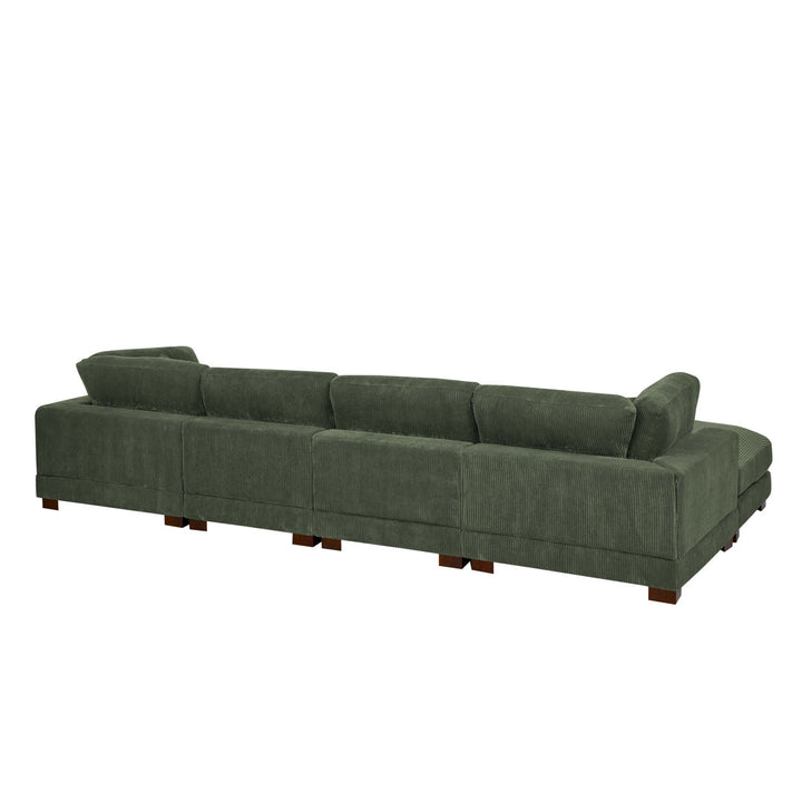 Andreco 144" Wide Reversible Modular Corner Sectional with Ottoman Wade Logan® Body Fabric: Hunter Green Corduroy
