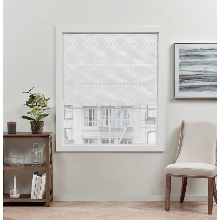Exclusive Home Prague Trellis 100% Blackout Roman Shade Amalgamated Textiles Color: White Width: 34" W