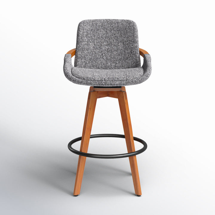 Whitacre Swivel Stool Wade Logan® Seat Height: Counter Stool (26" Seat Height), Upholstery: Gray Noise Tweed