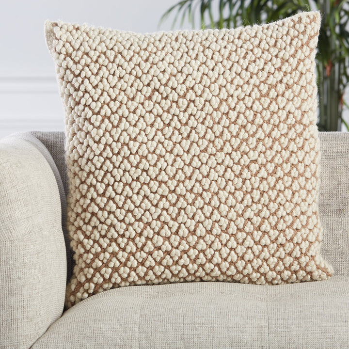 Toulon Wool Blend Throw Square Pillow Joss & Main Color: Tan/Ivory