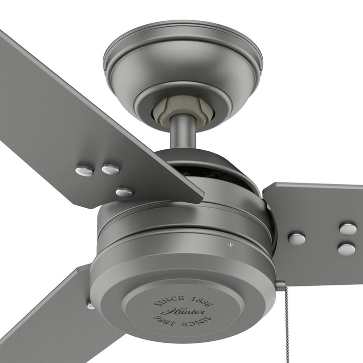 44" Cassius 3 - Blade Outdoor Standard Ceiling Fan with Pull Chain Hunter Fan Finish: Matte Silver