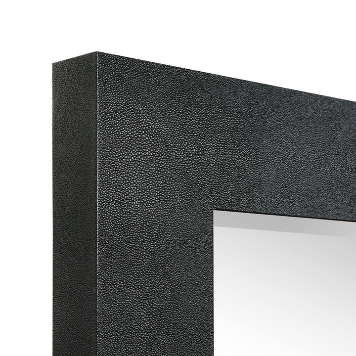 Metallic Shagreen Leather Framed Beveled Accent Mirror Empire Art Direct Finish: Black