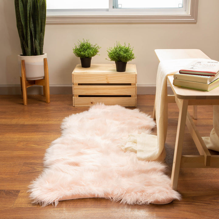 Diller Soft Pink Faux Sheepskin Fur Machine Washable Shag Fluffy Area Rug Willa Arlo™ Interiors Rug Size: Novelty 2' x 4'