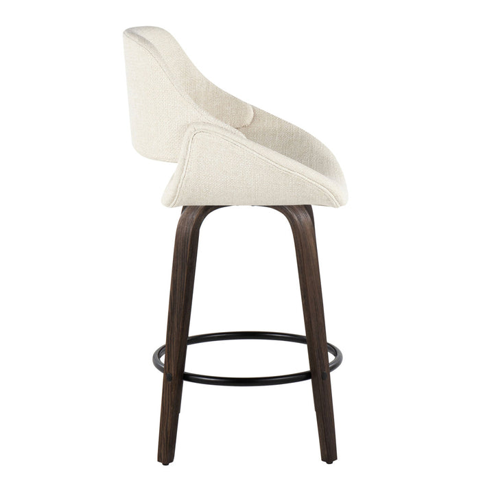 Lakyia Upholstered Bar & Counter Stool with Round Footrest George Oliver Upholstery: Cream, Seat Height: Counter Stool (26" Seat Height)