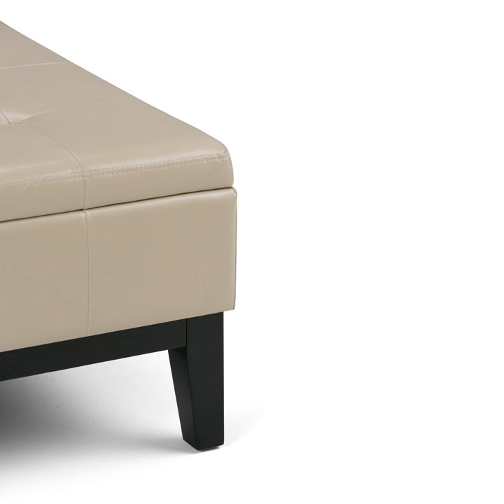 Dover Square Coffee Table Storage Ottoman,Assembled Simpli Home Fabric: Satin Cream