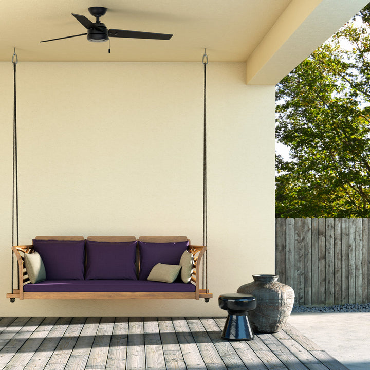 44" Cassius 3 - Blade Outdoor Standard Ceiling Fan with Pull Chain Hunter Fan Finish: Matte Black