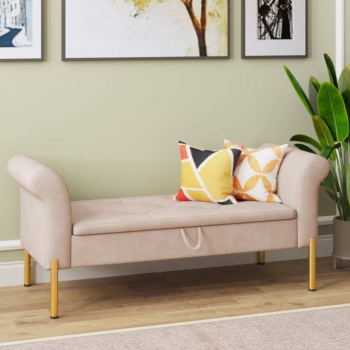 Jasahd Upholstered Flip Top Storage Bench Mercer41