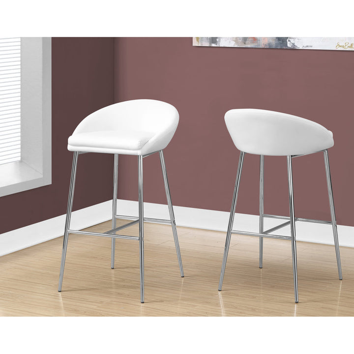 Glaser Bar Stool, Counter Height, Kitchen, Chrome, Contemporary (Set of 2) Wade Logan® Seat Height: Bar Stool (29.75" Seat Height ), Upholstery: White