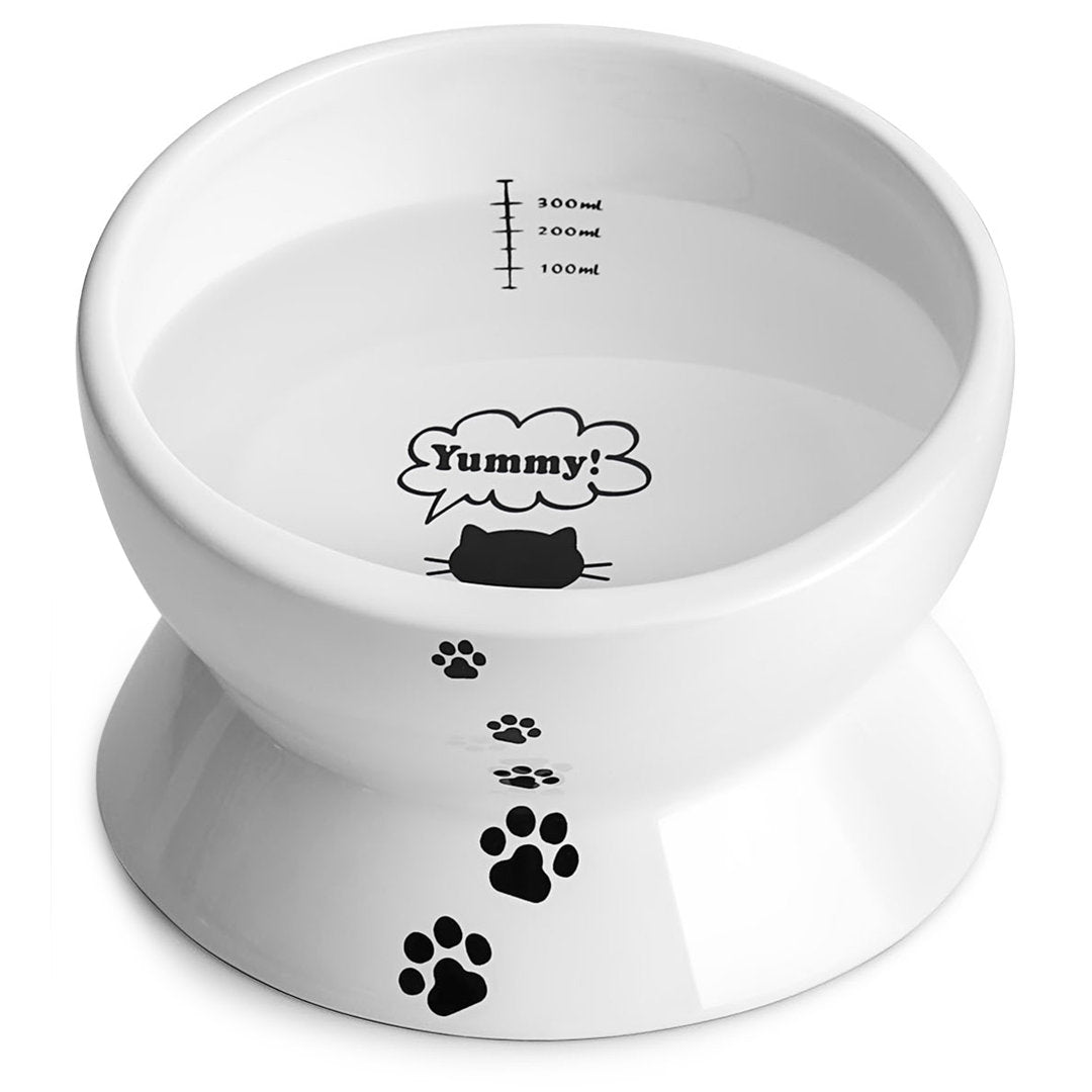 Elevated Cat Food Bowl Y YHY Color: White Overall Height: 3.6''