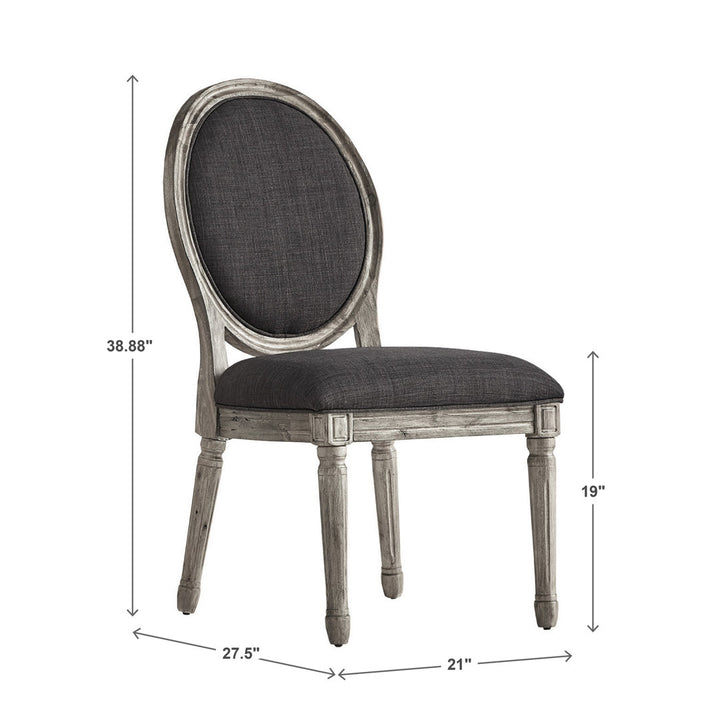 Libretto Linen Upholstered Side Chair (Set of 2) Kelly Clarkson Home Leg Color: Antique Gray Oak, Color: Dark Gray