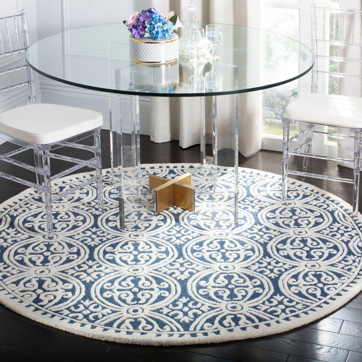 Sadik Hand Tufted Wool Geometric Rug Charlton Home® Rug Size: Round 10'