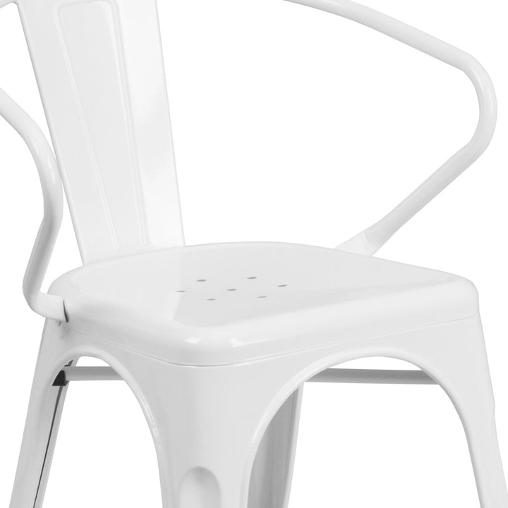Hucheson Metal Indoor-Outdoor Chair with Arms Flash Furniture Seat Finish: White