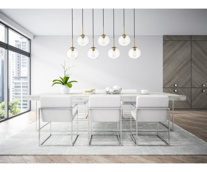 Jerricha 7 - Light Cluster Globe Pendant George Oliver Shade Color/Pattern: Clear Finish: Brass