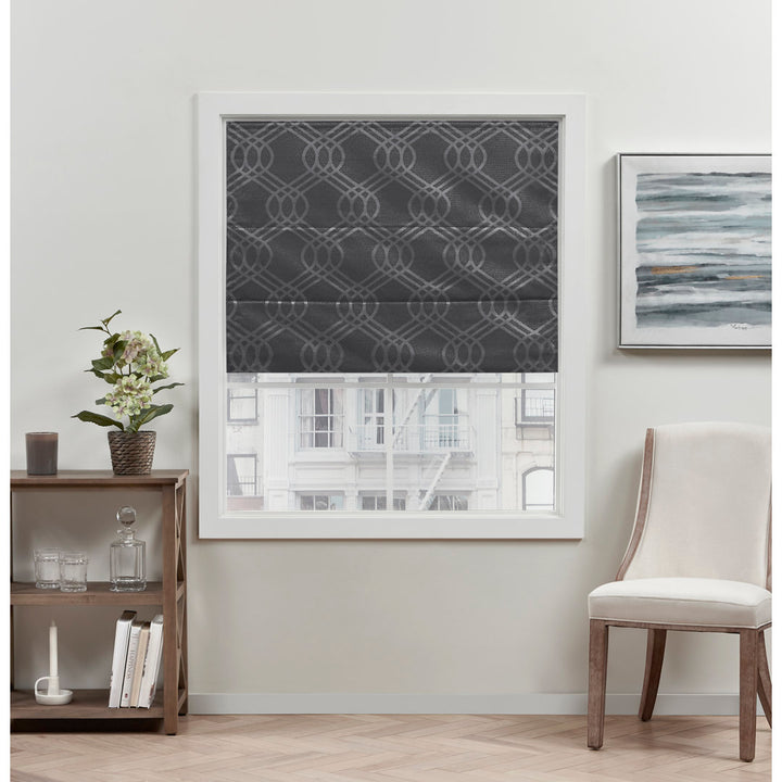 Exclusive Home Prague Trellis 100% Blackout Roman Shade Amalgamated Textiles Color: Gray Width: 31" W