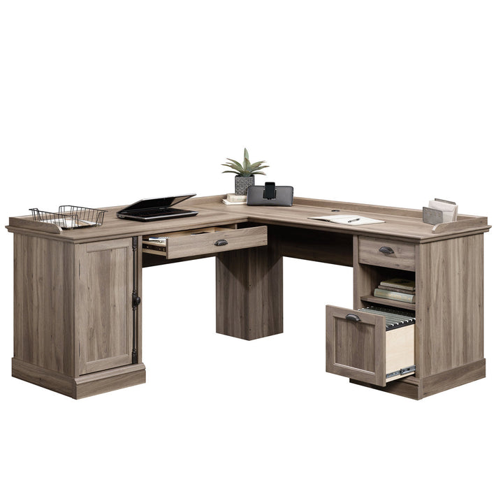 Evanjames L-Shaped Executive Desk Gracie Oaks Color: Salt Oak