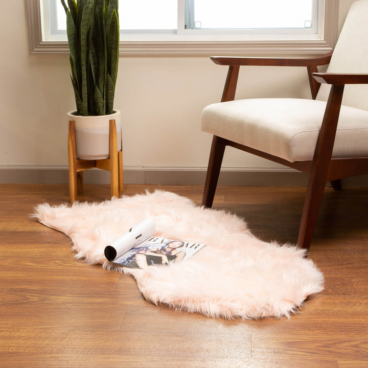 Diller Soft Pink Faux Sheepskin Fur Machine Washable Shag Fluffy Area Rug Willa Arlo™ Interiors Rug Size: Novelty 2' x 4'