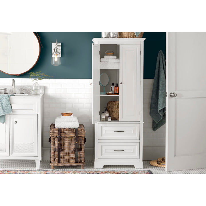 Arapahoe Tall Accent Linen Storage Cabinet with 2 Drawers Greyleigh™