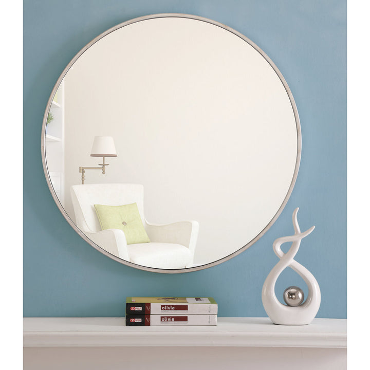 Sabine Metal Round Wall Mirror RE/FINE™ Size: 36" x 36" Finish: Silver