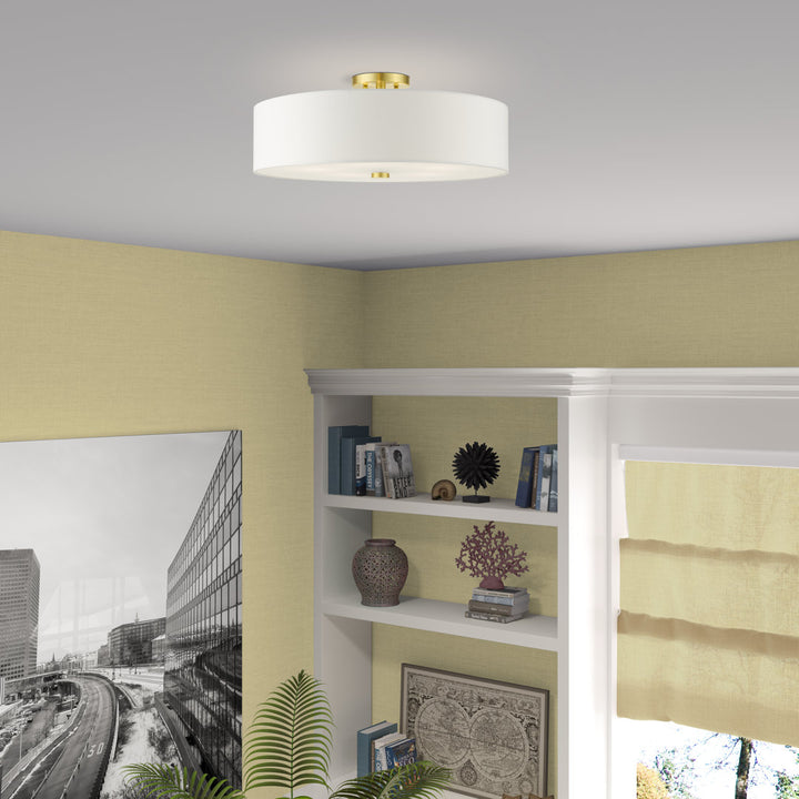 Flaire 5-Light 22" Semi Flush Mount Joss & Main Shade Color: Off-White Fixture Finish: Satin Brass