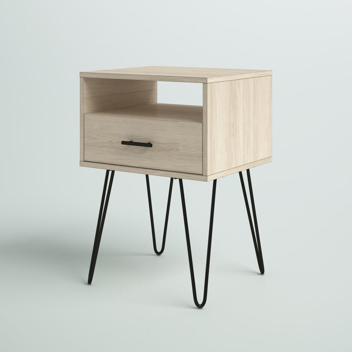 Adrow 1-Drawer Nightstand with Cubby Wade Logan® Color: Birch