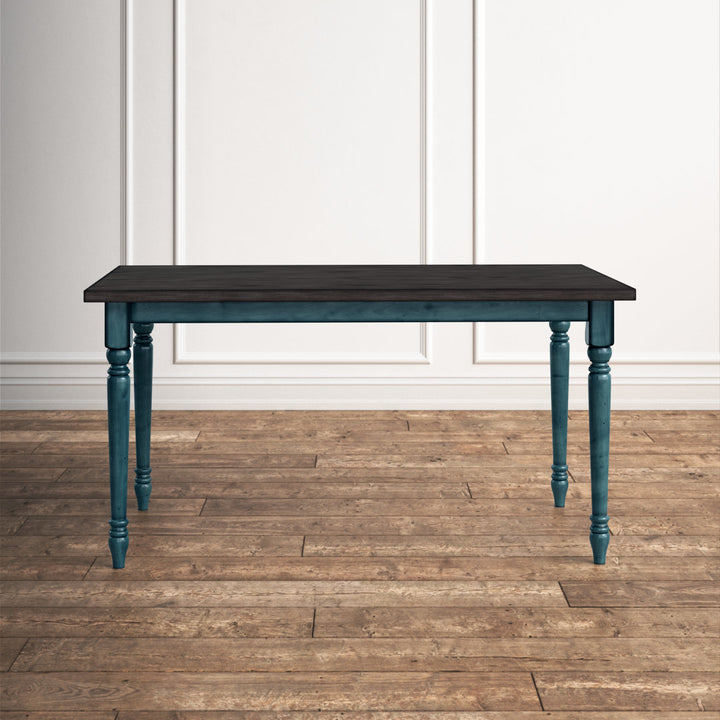 Io 60" Two Tone Solid Wood Farmhouse Dining Table Laurel Foundry Modern Farmhouse® Color: Dark Gray Top/Teal Blue Base