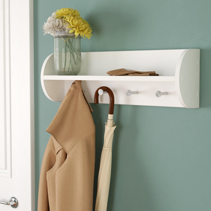 Kissena 4 - Hook Wall Mounted Coat Rack in White Andover Mills™
