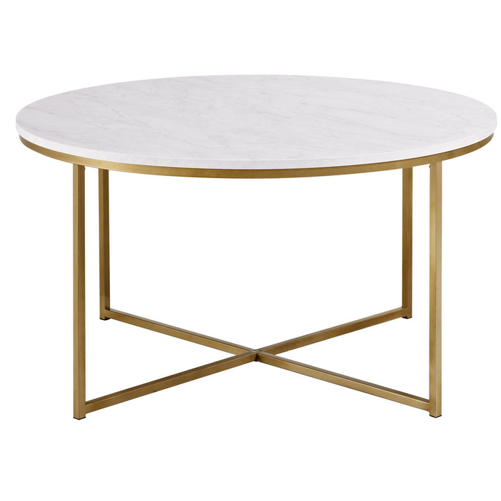 Wasser Cross Legs Coffee Table Mistana™ Table Top Color: White, Table Base Color: Gold