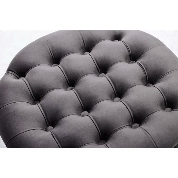 Doud 20" Wide Velvet Tufted Round Storage Ottoman Willa Arlo™ Interiors Fabric: Gray Velvet