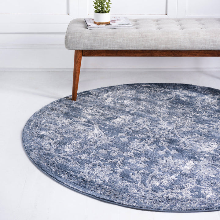 Charters Towers Oriental Blue Area Rug Langley Street® Rug Size: Round 7'1"