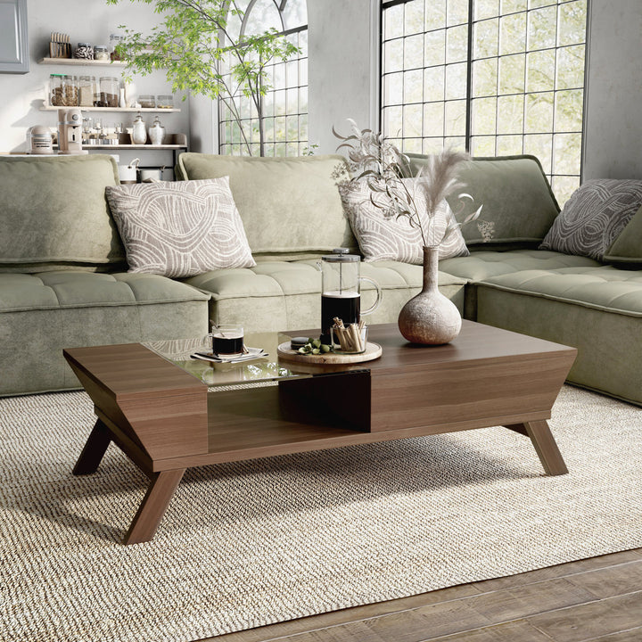 Soto 4 Legs Coffee Table with Storage Mercury Row® Color: Walnut