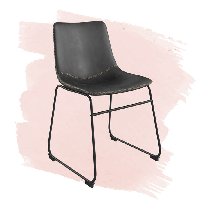 Nia Vegan Leather Side Chair (Set of 2) AllModern Frame Color: Black, Upholstery Color: Black