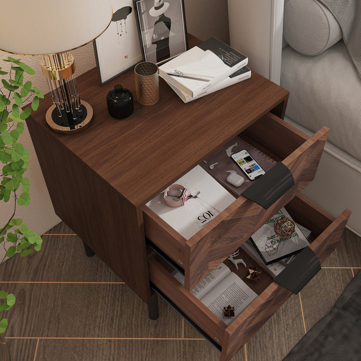 2 - Drawer Iron Nightstand in Brown Union Rustic