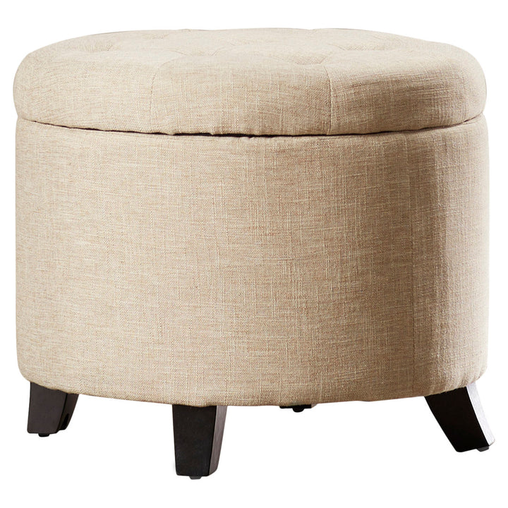 Avers 19.75" Wide Tufted Round Storage Ottoman Andover Mills™ Fabric: Tan Fabric