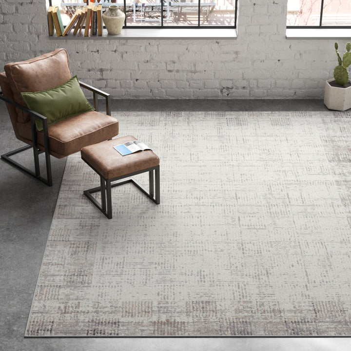 Adriao Geometric Gray/Ivory Area Rug Wade Logan® Rug Size: Rectangle 9' x 12'