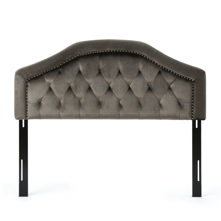 Danni Upholstered Metal Panel Headboard House of Hampton® Size: Full / Double Upholstery: Gray