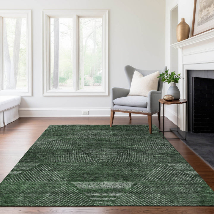 Malchow Geometric Machine Woven Polyester Indoor / Outdoor Area Rug in Green Langley Street® Rug Size: Rectangle 8' x 10'