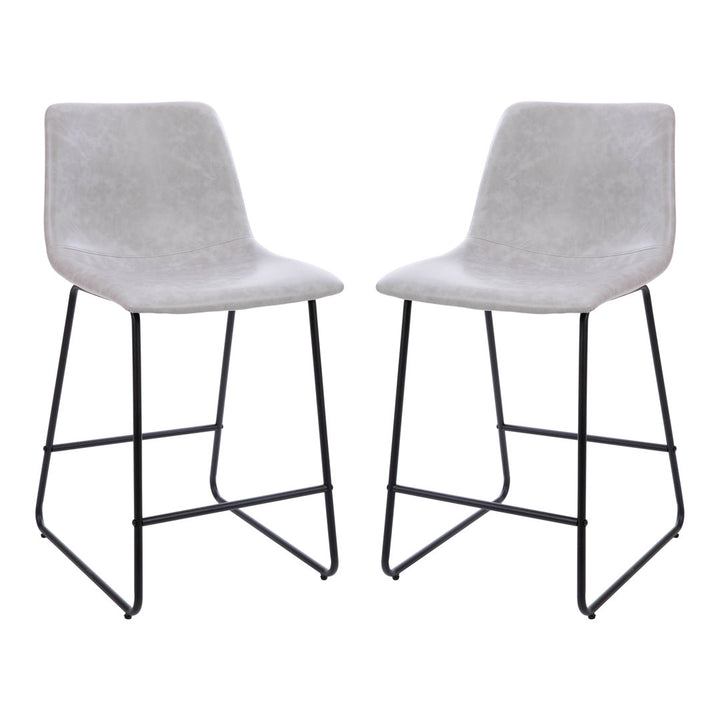 Liekele Upholstered Counter Height Modern Dining Stools by Flash Furniture (Set of 2) Ivy Bronx Seat Height: Counter Stool (24” Seat Height), Upholstery: Light Gray Faux Leather