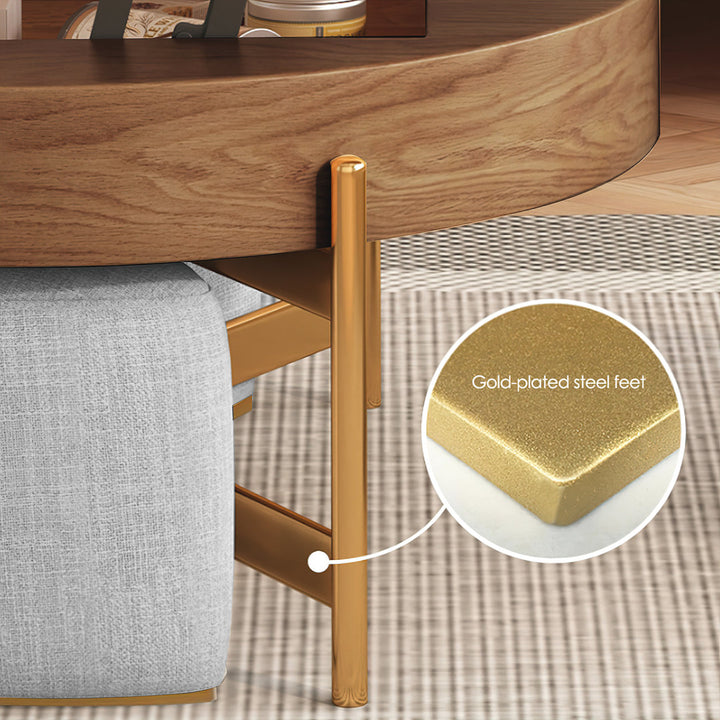 Modern Round Faux Marble Lift-Top Coffee Table Set with Stools and Storage Everly Quinn