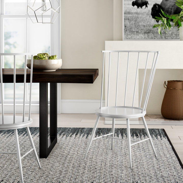 Kennamer Metal Slat Back Side Chair (Set of 2) Laurel Foundry Modern Farmhouse® Color: White